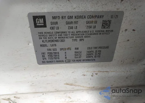 2022 Chevrolet Trax Awd Ls from USA, damaged, VIN KL7CJNSM2NB513931